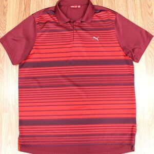 PUMA USP REGULAR FIT POLYESTER SHIRT RED STRIPE Sz X-LARGE, XL